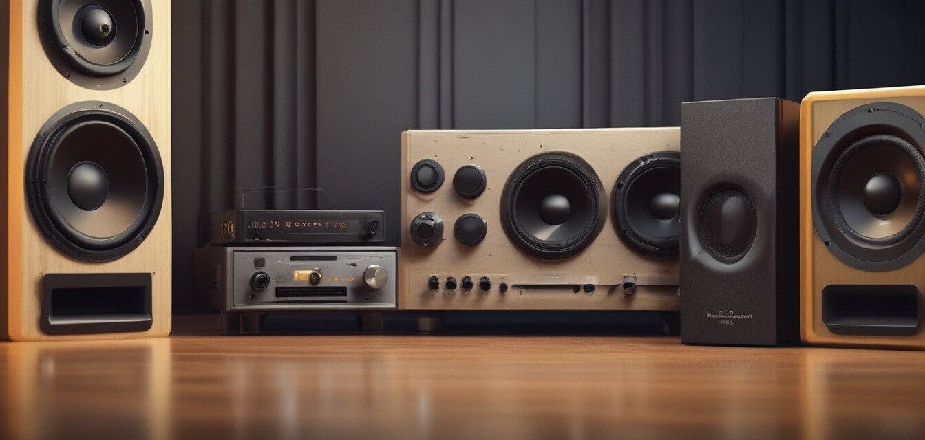 Modern audio components on display